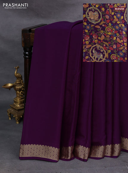 Purple Pure Mysore Silk - Printed Blouse