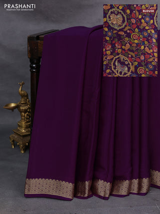 Purple Pure Mysore Silk - Printed Blouse