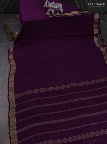Purple Pure Mysore Silk - Printed Blouse