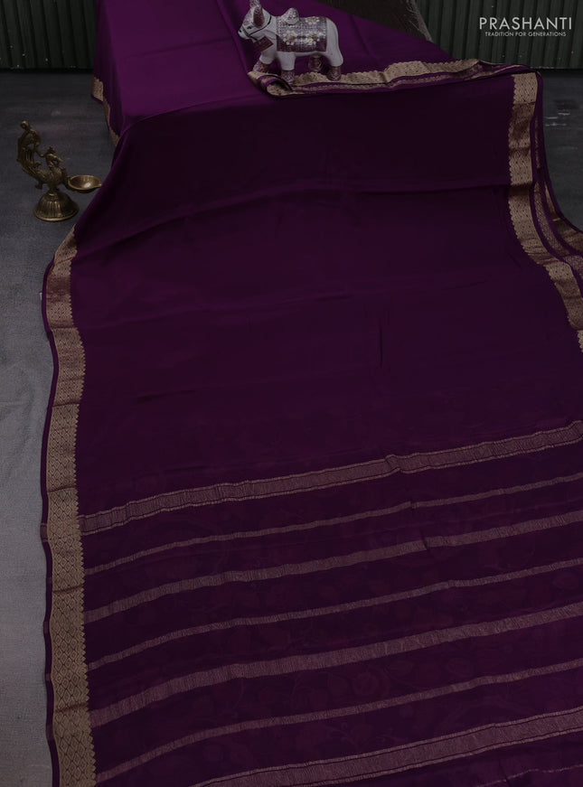 Purple Pure Mysore Silk - Printed Blouse