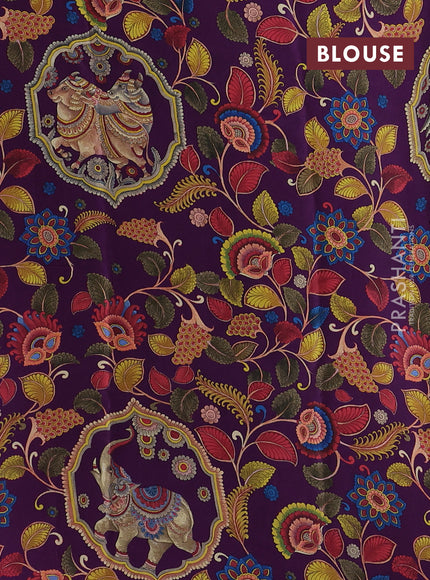 Purple Pure Mysore Silk - Printed Blouse