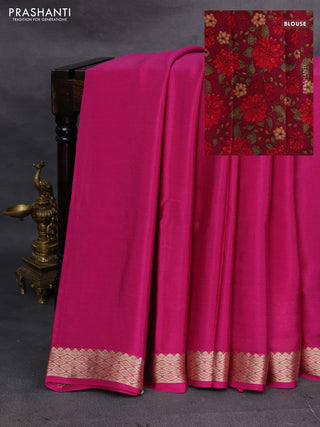 Magenta Pure Mysore Silk - Printed Blouse
