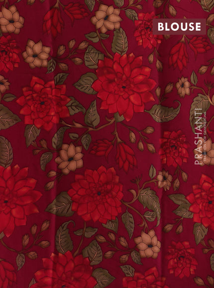 Magenta Pure Mysore Silk - Printed Blouse