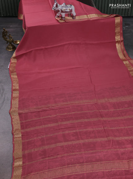 Peach & Black Pure Mysore Silk - Printed Blouse