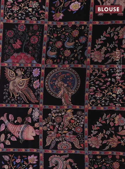 Peach & Black Pure Mysore Silk - Printed Blouse