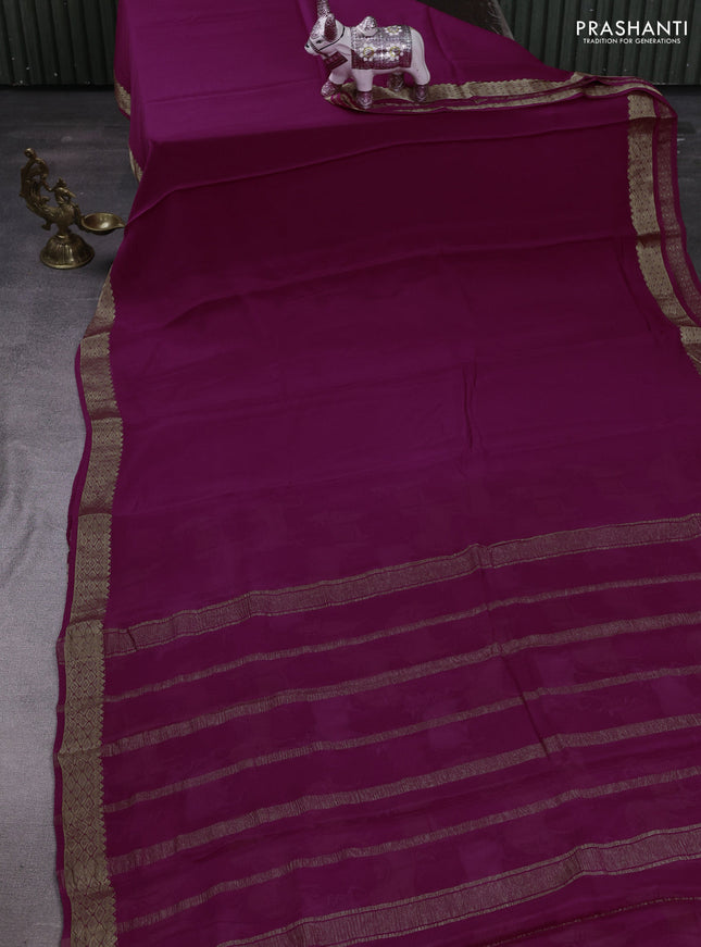 Magenta Pure Mysore Silk - Printed Blouse