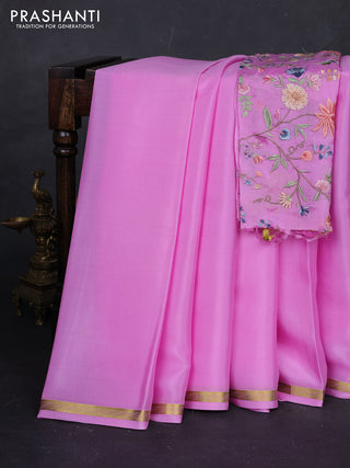 Pink Mysore Silk - Embroidery Blouse
