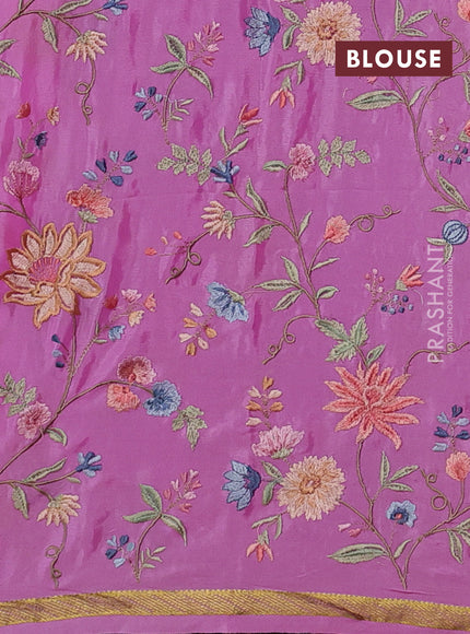 Pink Mysore Silk - Embroidery Blouse