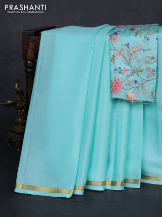 Teal Green Mysore Silk - Embroidery Blouse