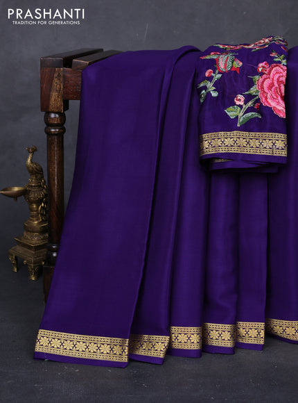Violet Mysore Silk - Embroidery Blouse