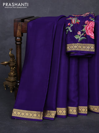 Violet Mysore Silk - Embroidery Blouse