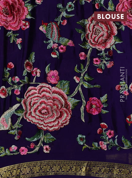 Violet Mysore Silk - Embroidery Blouse