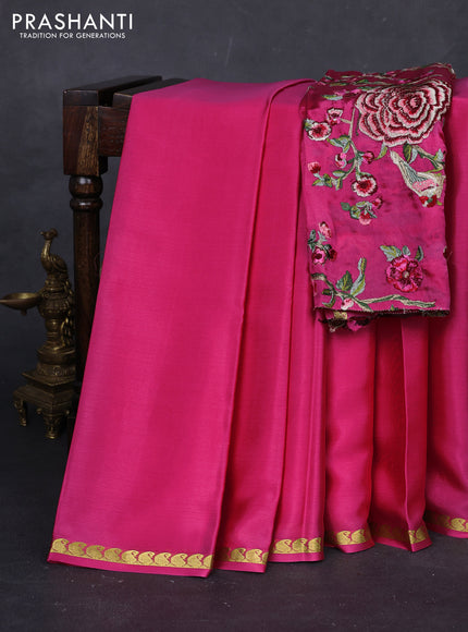 Pink Mysore Silk - Embroidery Blouse