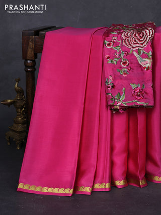 Pink Mysore Silk - Embroidery Blouse