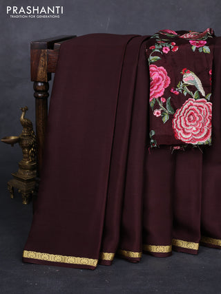 Coffee Brown Mysore Silk - Embroidery Blouse