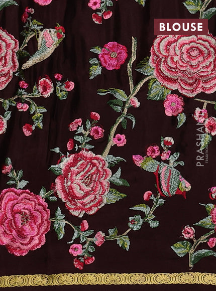 Coffee Brown Mysore Silk - Embroidery Blouse