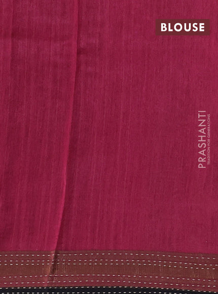 Black & Pink Pure Munga Tussar Silk - Kantha Embroidery