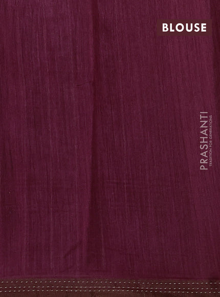 Wine Pure Munga Tussar Silk - Kantha Embroidery