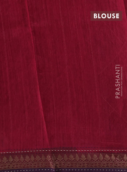 Purple & Maroon Pure Munga Tussar Silk - Kantha Embroidery