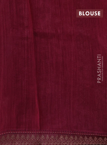Bottle Green & Maroon Pure Munga Tussar Silk - Kantha Embroidery