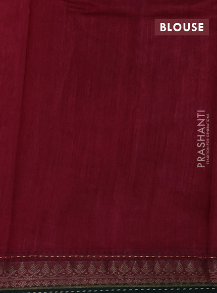 Bottle Green & Maroon Pure Munga Tussar Silk - Kantha Embroidery