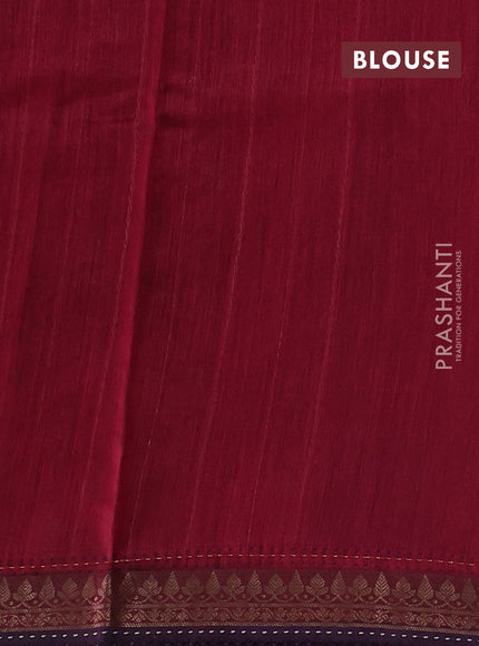 Purple & Maroon Pure Munga Tussar Silk - Kantha Embroidery