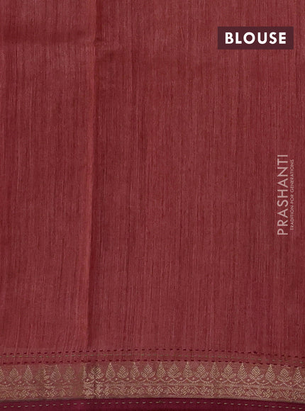 Red & Peach Pure Munga Tussar Silk - Kantha Embroidery