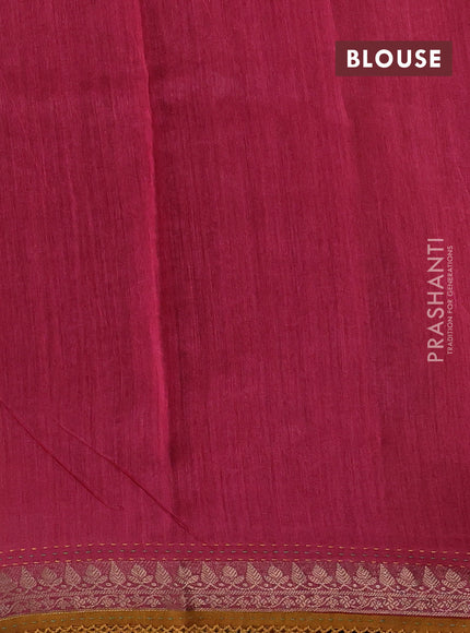 Mustard Yellow & Pink Pure Munga Tussar Silk - Kantha Embroidery