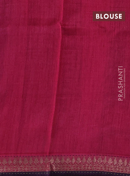 Purple & Pink Pure Munga Tussar Silk - Kantha Embroidery