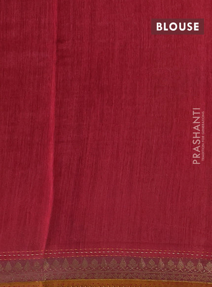 Mustard Yellow & Red Pure Munga Tussar Silk - Kantha Embroidery