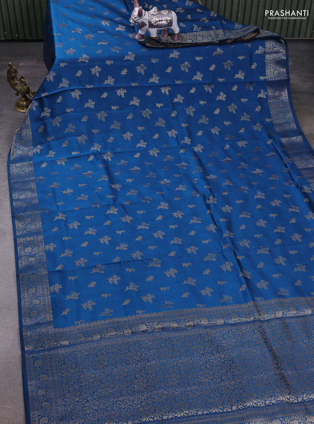 Peacock Blue Chiniya Silk - Buttas
