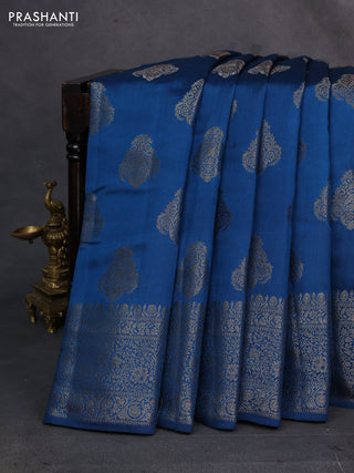 Peacock Blue Chiniya Silk - Buttas
