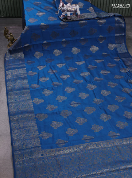 Peacock Blue Chiniya Silk - Buttas