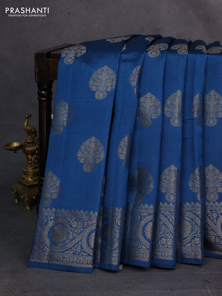 Peacock Blue Chiniya Silk - Buttas
