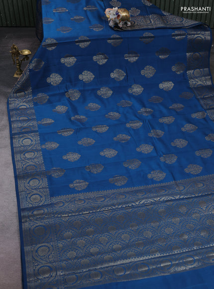 Peacock Blue Chiniya Silk - Buttas