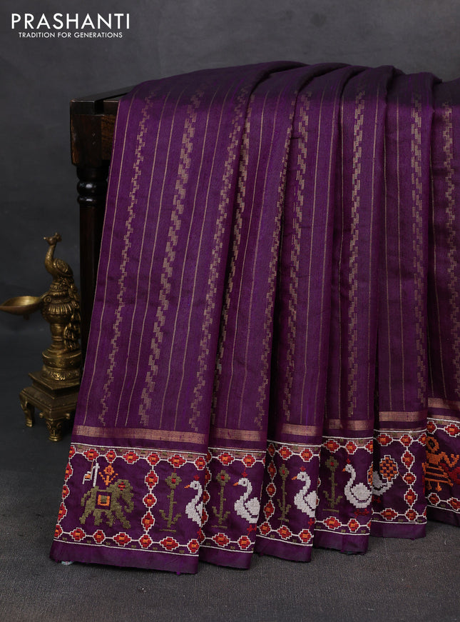 Purple Pure Dupion Silk - Embroidery