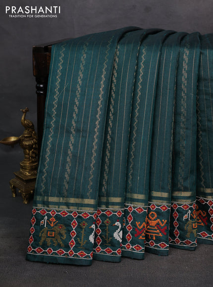 Bottle Green Pure Dupion Silk - Embroidery