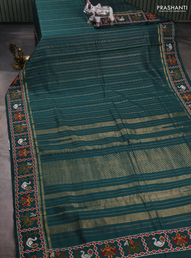 Bottle Green Pure Dupion Silk - Embroidery