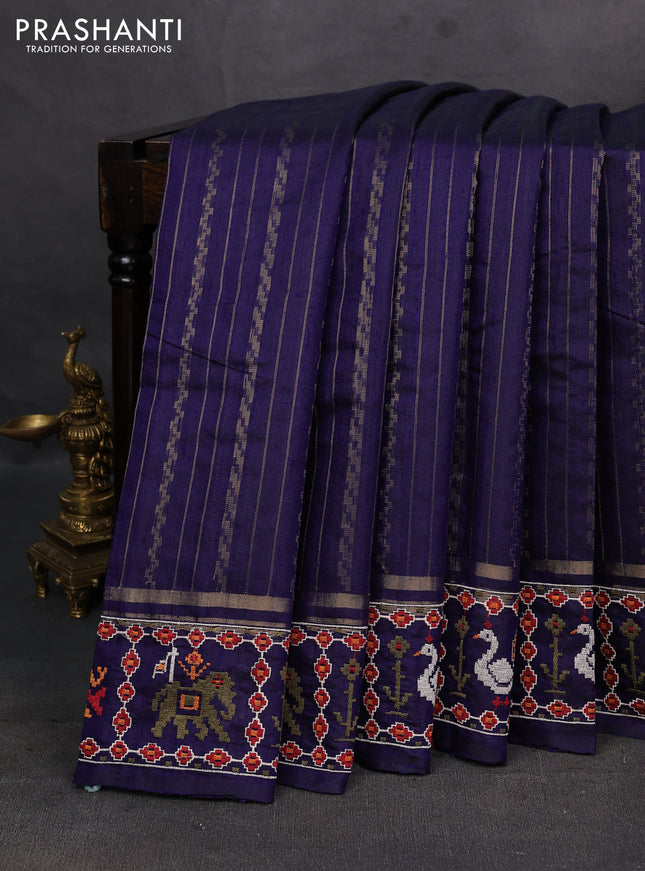 Navy Blue Pure Dupion Silk - Embroidery
