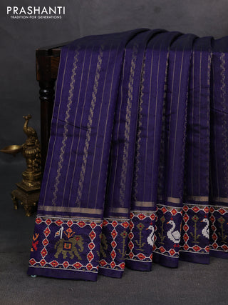 Navy Blue Pure Dupion Silk - Embroidery