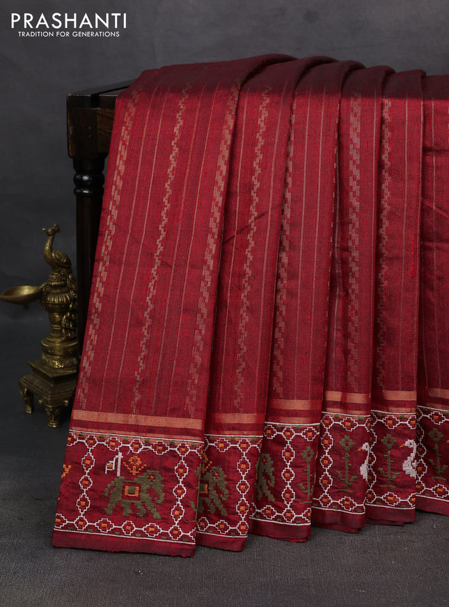 Red Pure Dupion Silk - Embroidery