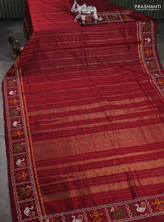 Red Pure Dupion Silk - Embroidery