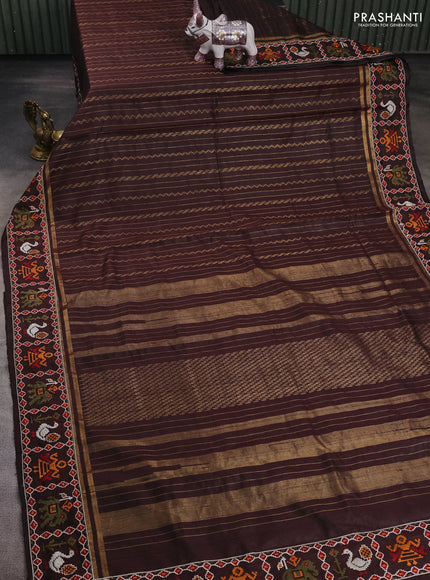 Coffee Brown Pure Dupion Silk - Embroidery