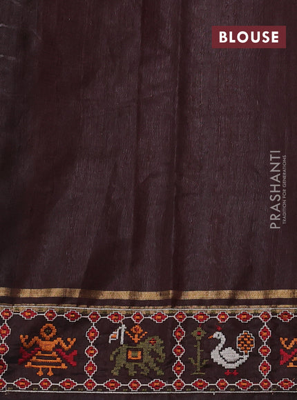 Coffee Brown Pure Dupion Silk - Embroidery