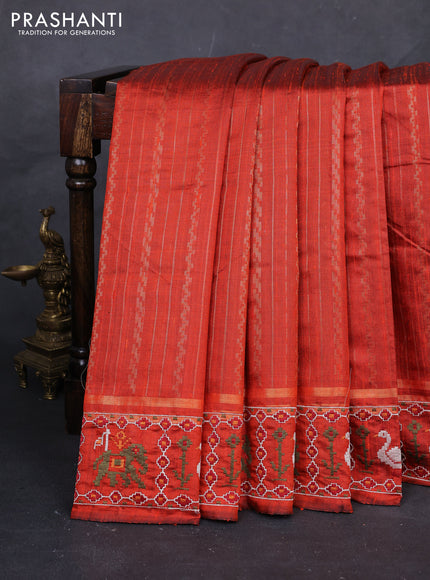 Orange Pure Dupion Silk - Embroidery