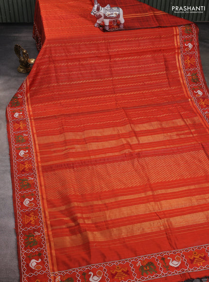 Orange Pure Dupion Silk - Embroidery
