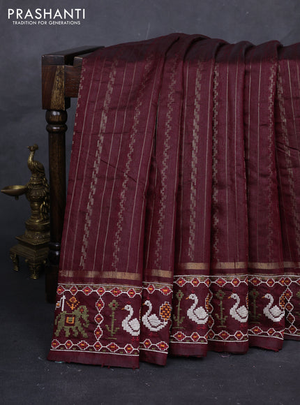 Maroon Pure Dupion Silk - Embroidery