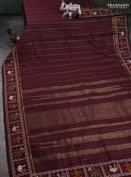 Maroon Pure Dupion Silk - Embroidery