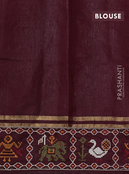 Maroon Pure Dupion Silk - Embroidery