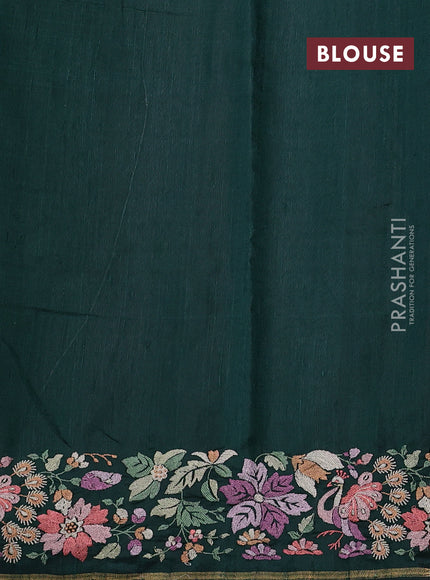 Bottle Green Pure Dupion Silk - Embroidery